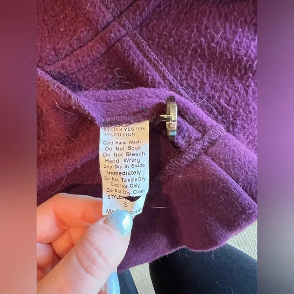 Purple pleated double breasted mid length coat - Picture 5 of 5